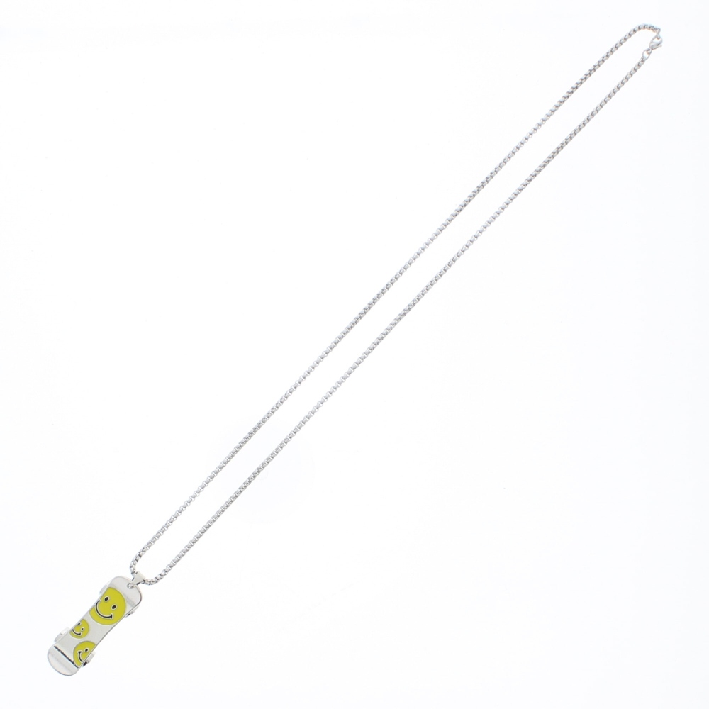 Zac's Alter Ego - Smiley Face Skateboard Chain Necklace Ketting - Zilverkleurig